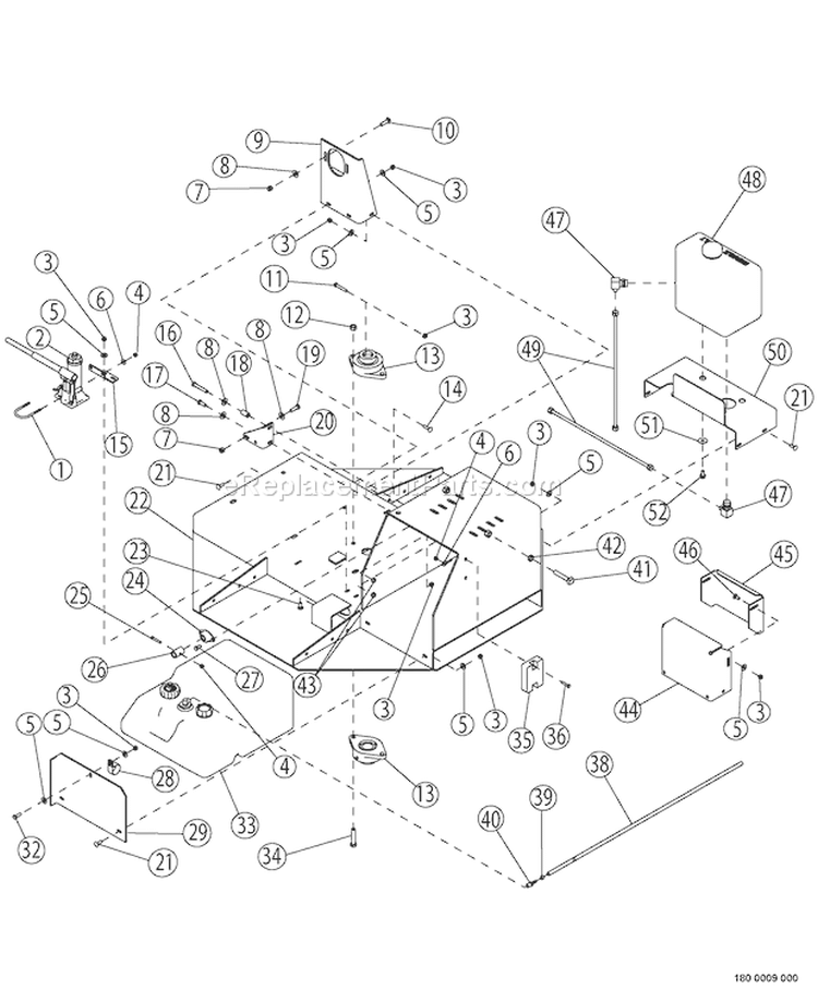 Base Assembly Diagram and Parts List for CH6614H 72620 Bear Cat Chipper Shredder